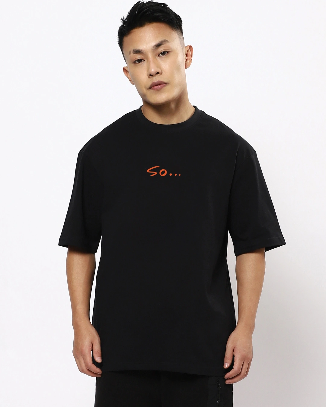 RIVANORA Men’s Black Oversized Back Print T-Shirt – “Life Is So” Chill Streetwear Tee ( Black )