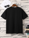 balck Print Casual Short Sleeve T-Shirt .