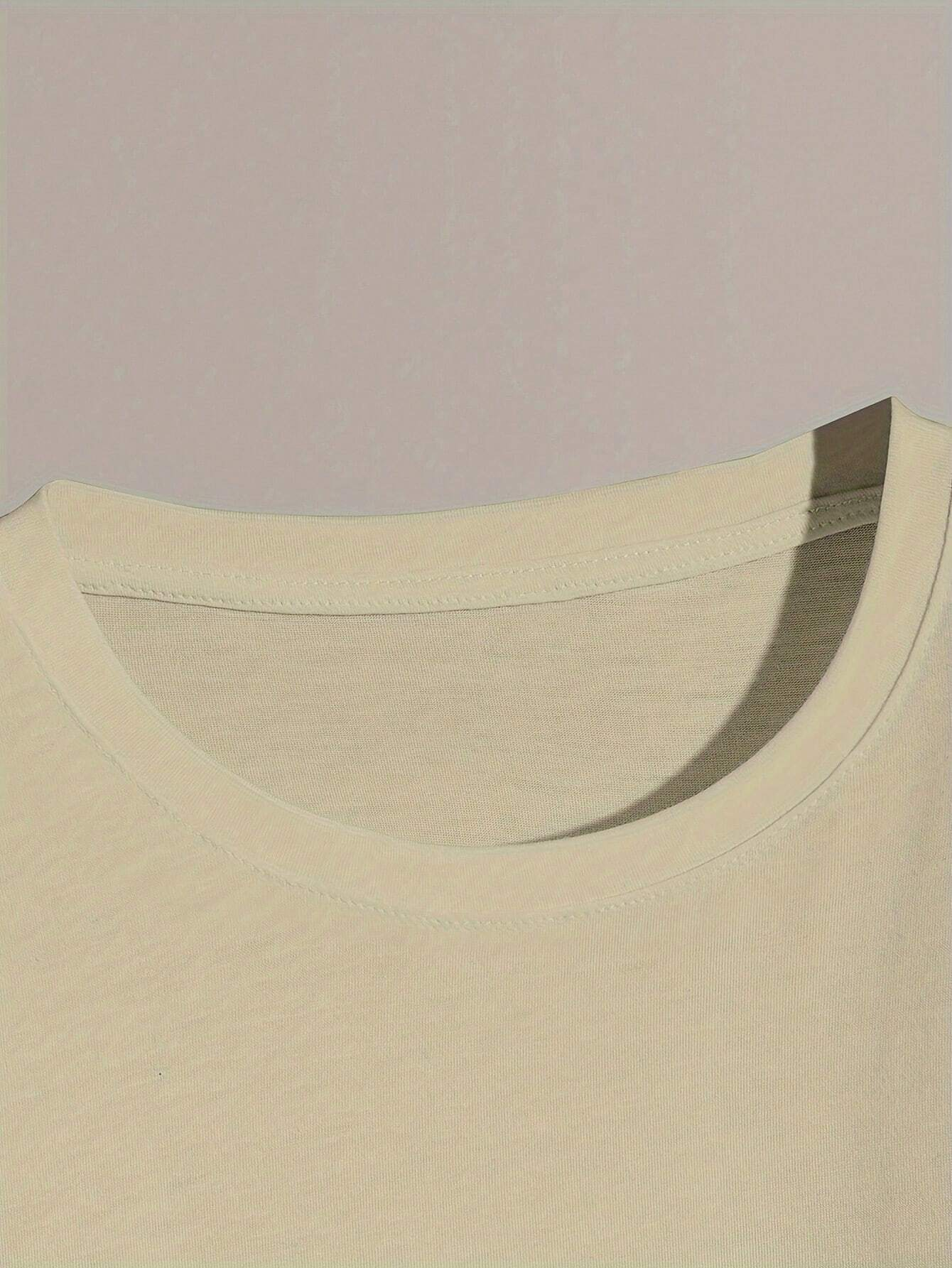 Simple Compass Print Men's Short Sleeve T-Shirts, Comfy Casual Elastic Crew Neck Tops For Men's