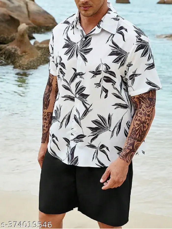 Co-ord Set Black & White Leaves