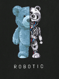 Blue Bear & Letter Printed T-Shirt And Woven Shorts 2pcs/Set