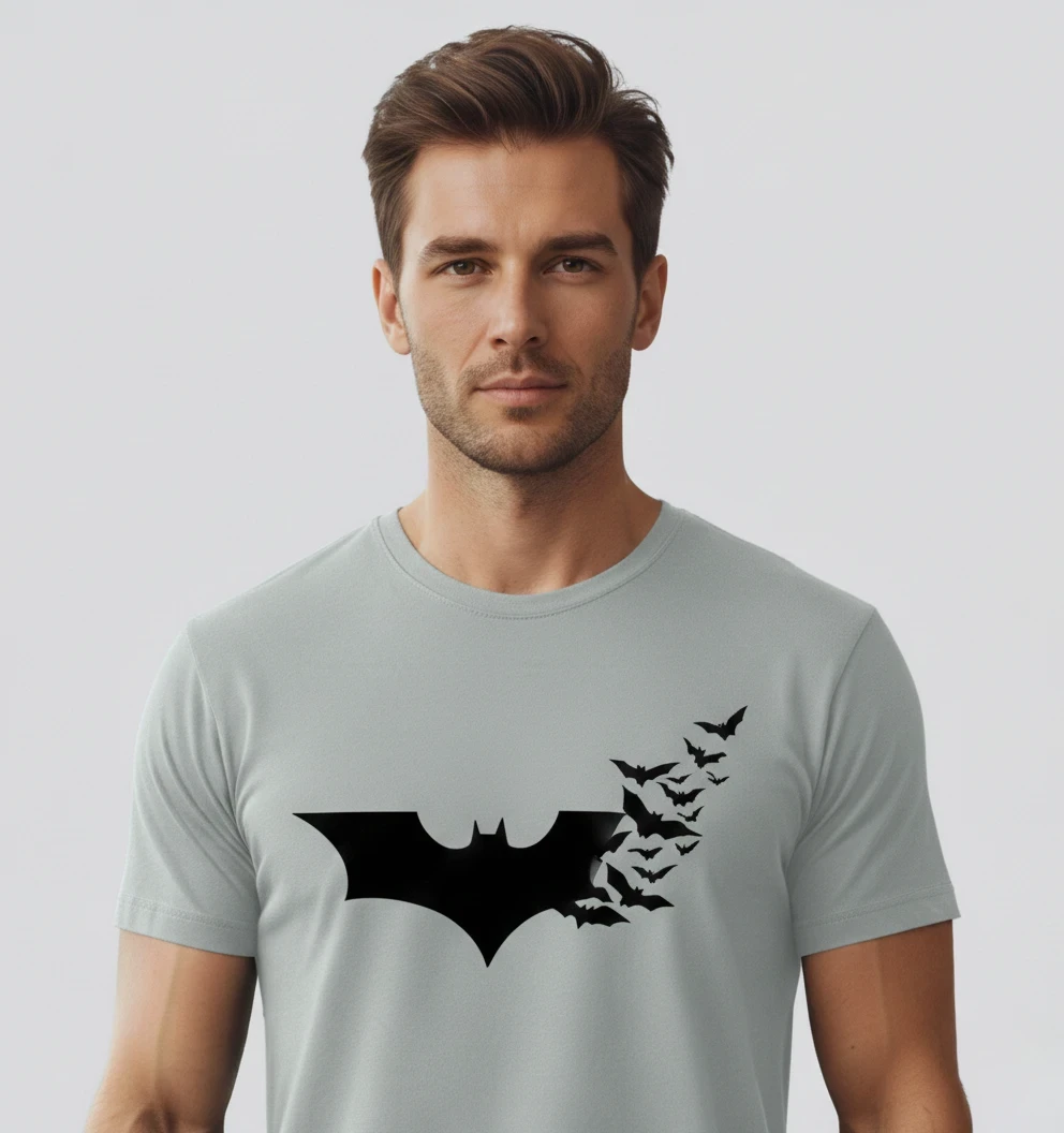 RIVANORA Premium Batman Logo T-Shirt – Stylish, Trendy & Comfortable ( Gray )