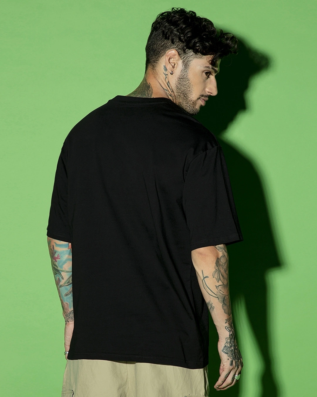 RIVANORA Men’s Oversized Graphic T-Shirt | Mood of the Day Printed Tee ( Black )