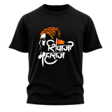 Shivaji Maharaj Printed T-Shirt for Men | Premium Quality Cotton Tee | Trendy Marathi Graphic T-Shirt | Black Round Neck