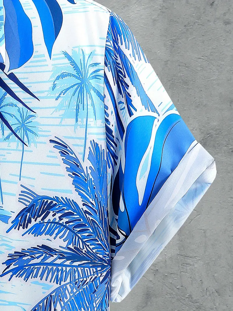 Shirt Aqua Blue Leaves