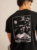 apanese Cherry Blossom Landscape Print Casual Short Sleeve T-Shirt