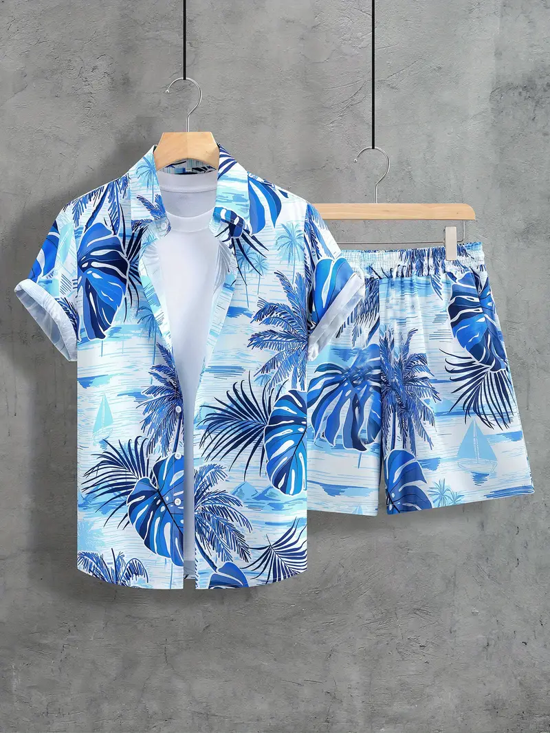 Co-ord Set Aqua Blue Leaves