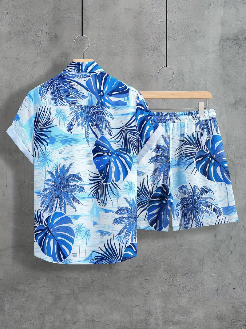 Co-ord Set Aqua Blue Leaves
