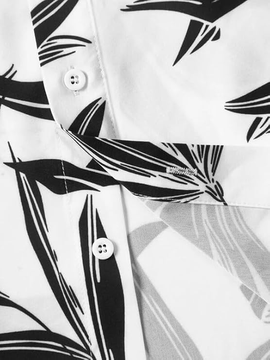 Shirt Black & White Leaves Shirt