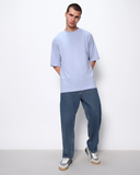 RIVANORA Men’s Oversized T-Shirt – Minimal Streetwear Essential ( Light Blue)