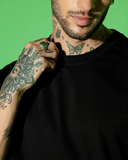 RIVANORA Men’s Plain Black Oversized T-Shirt / Oversized Tee ( Black )