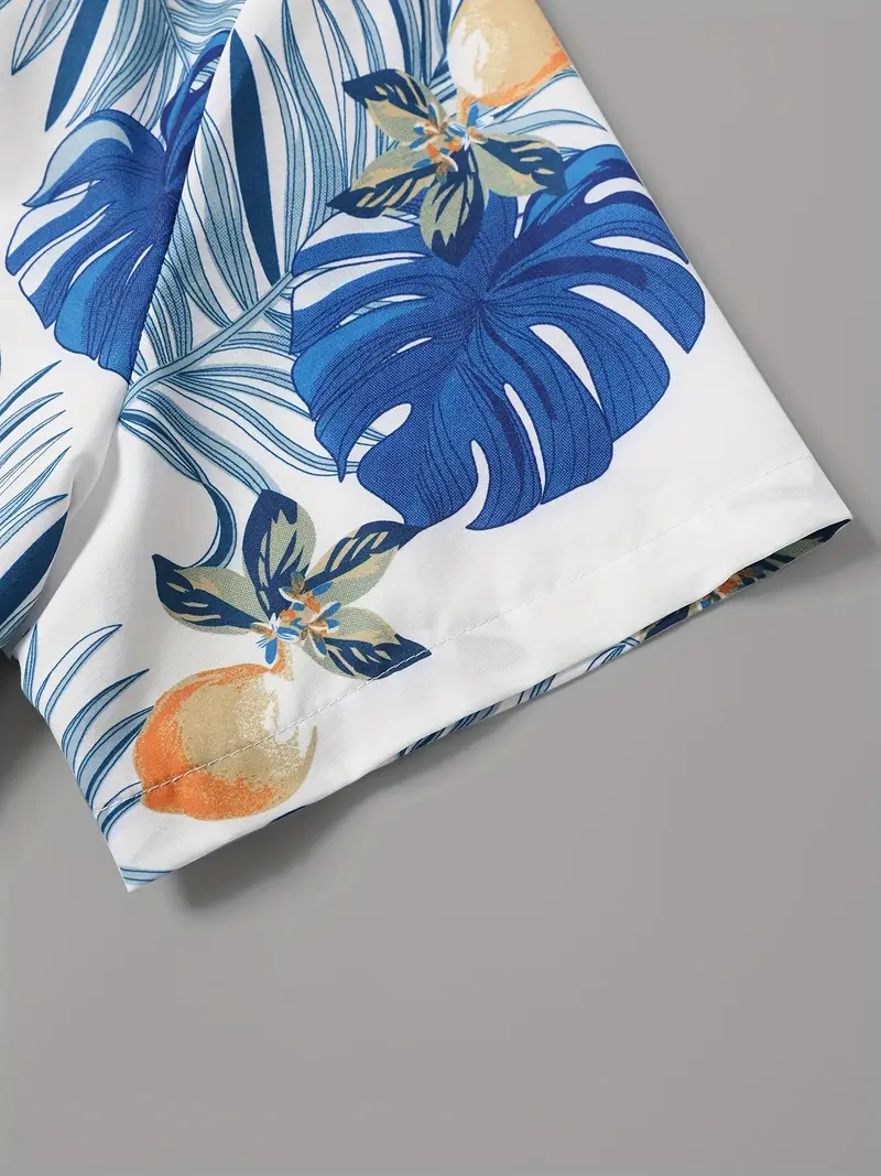 Shirt Aqua Blue Leaves