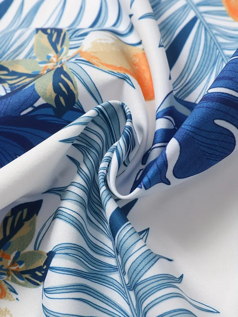 Shirt Aqua Blue Leaves