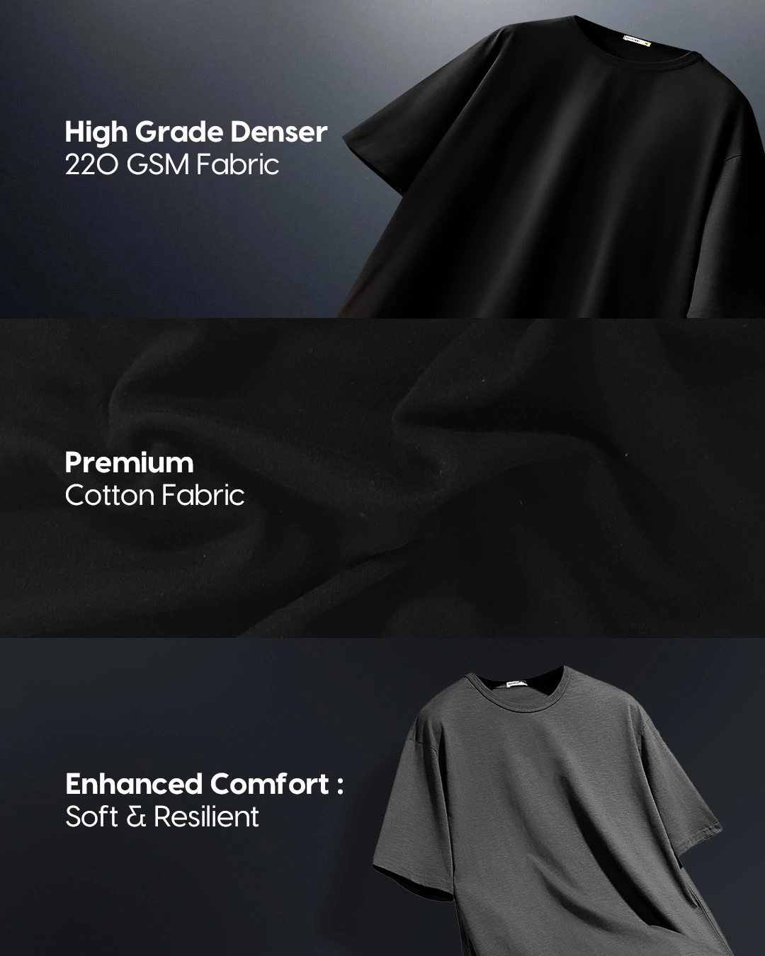 RIVANORA Shadow Oversized T-Shirt / loose fit oversized t-shirt For men ( Black )