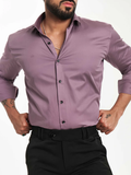 RIVANORA Premium Men’s Slim Fit Casual & Party Wear Shirt ( Pastle Purple )