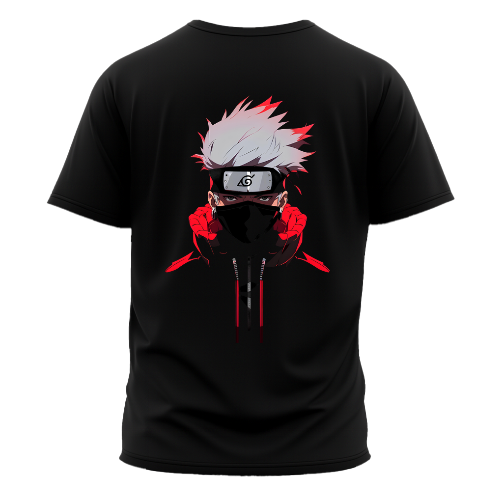 Naruto Anime T-Shirt | Itachi Eyes Front & Kakashi Graphic Back | Unisex Streetwear